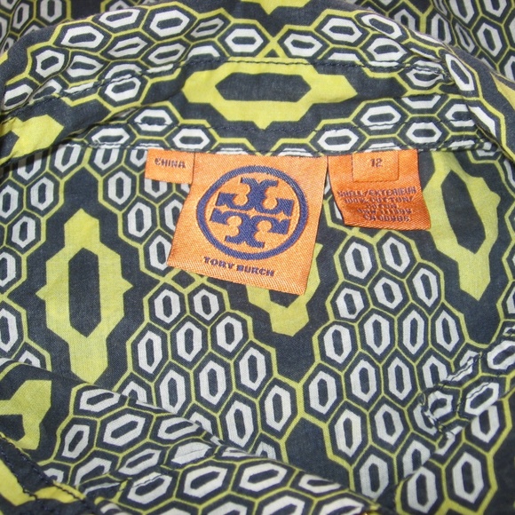 TORY BURCH Geometric Cotton Button Front Shirt 12 - Picture 5 of 5
